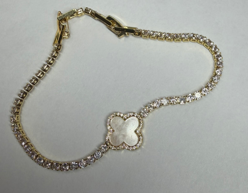 Golden Clover Tennis Bracelet