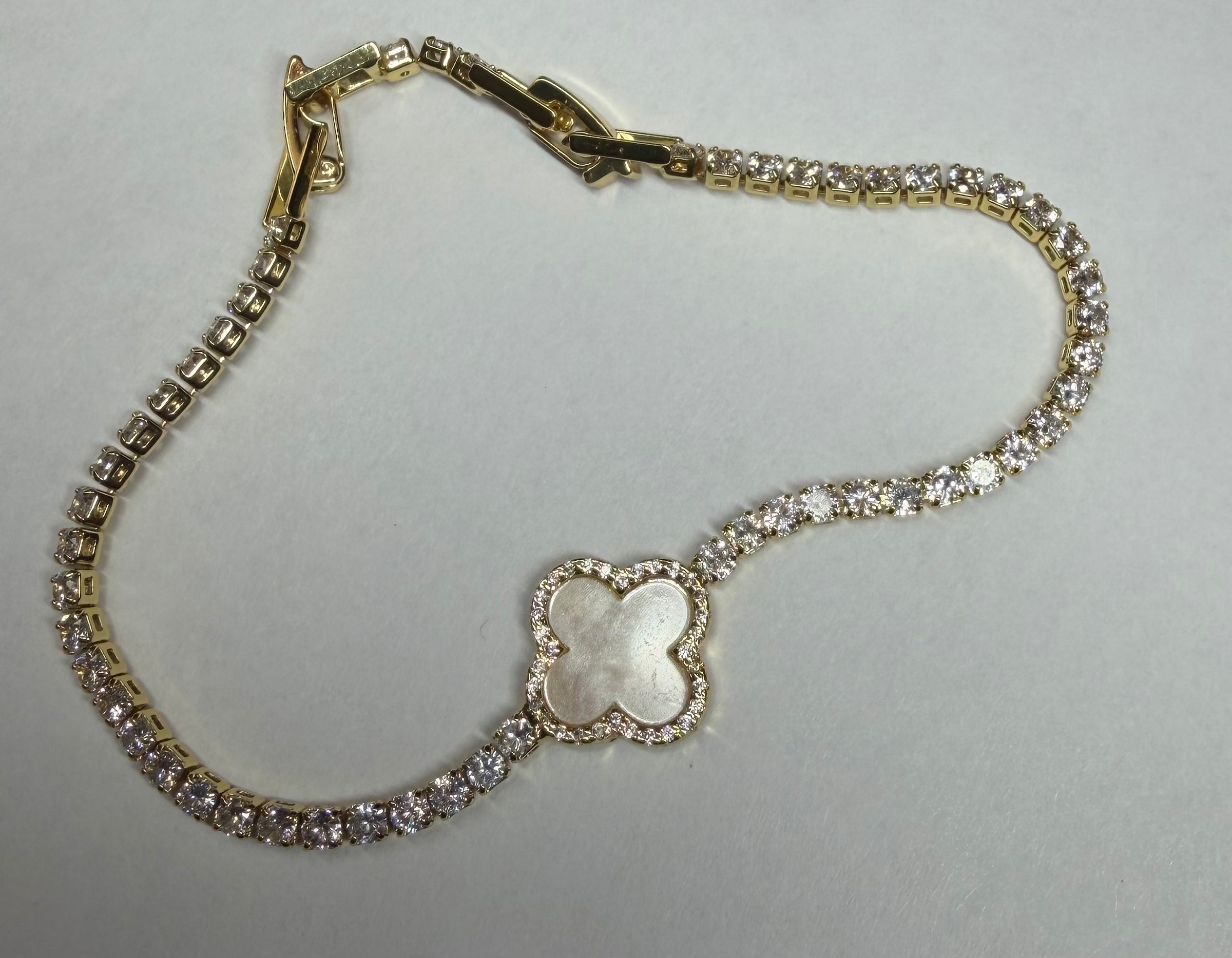 Golden Clover Tennis Bracelet