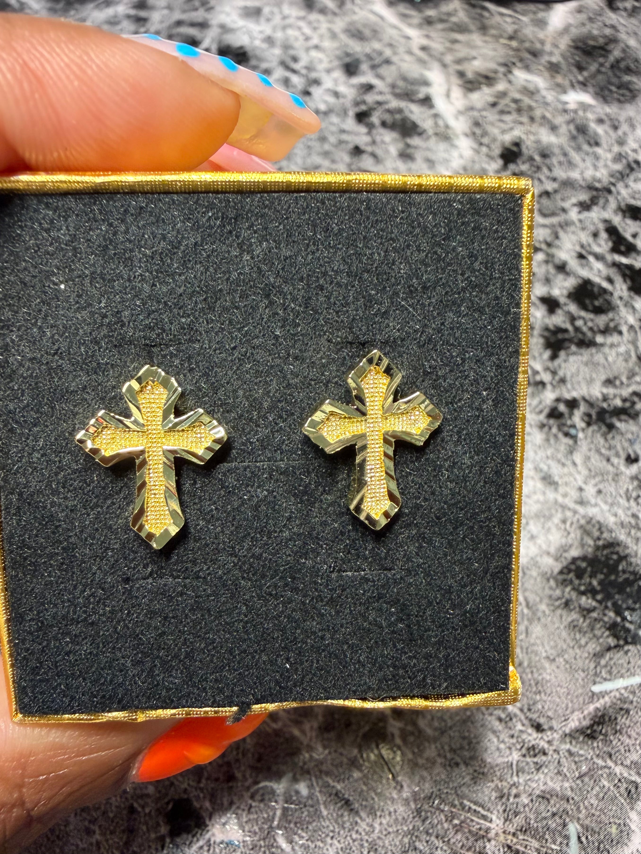 Gold Cross Earrings