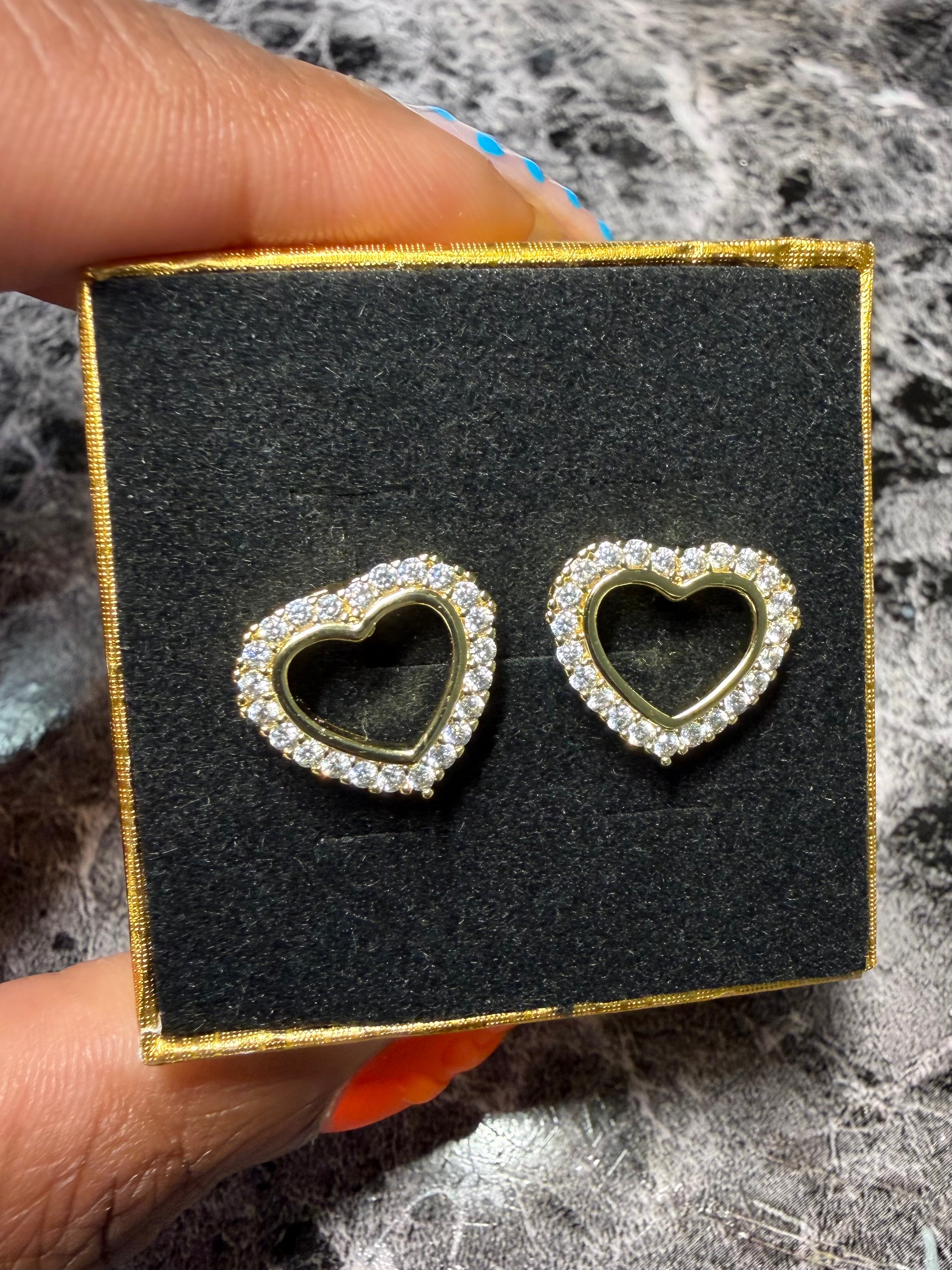 Diamond Open Heart Earrings