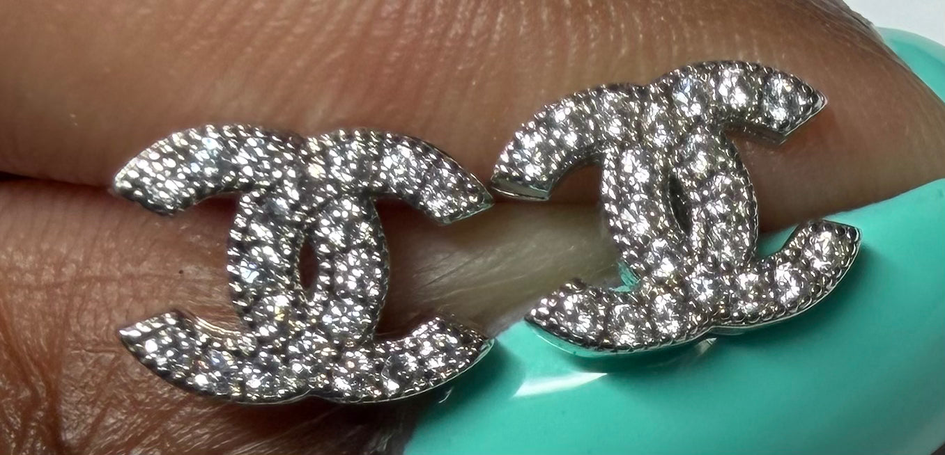 Small Double "C" Silver Stud