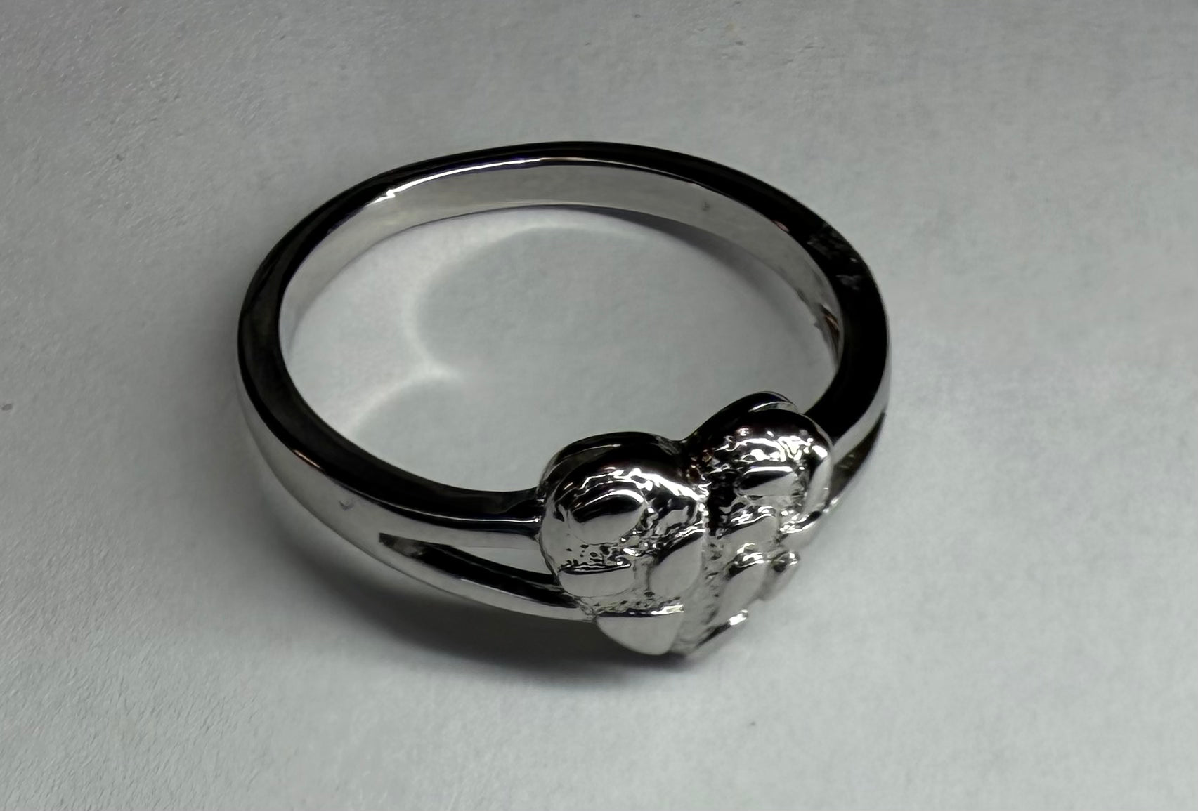 Silver Luxe Nugget Heart Ring