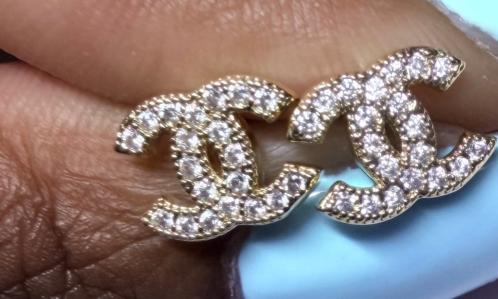 Small Double "C" Gold Studs
