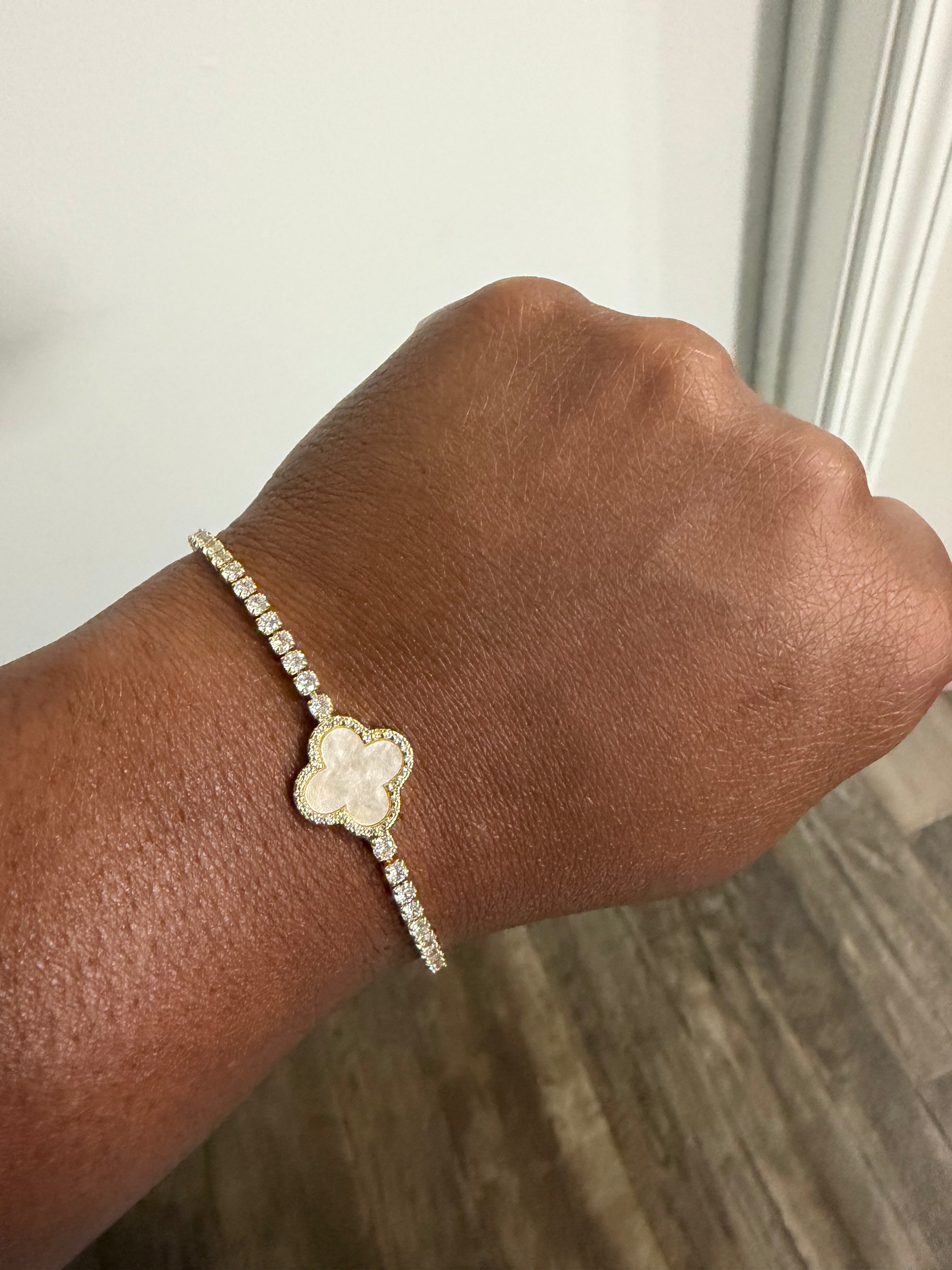Golden Clover Tennis Bracelet