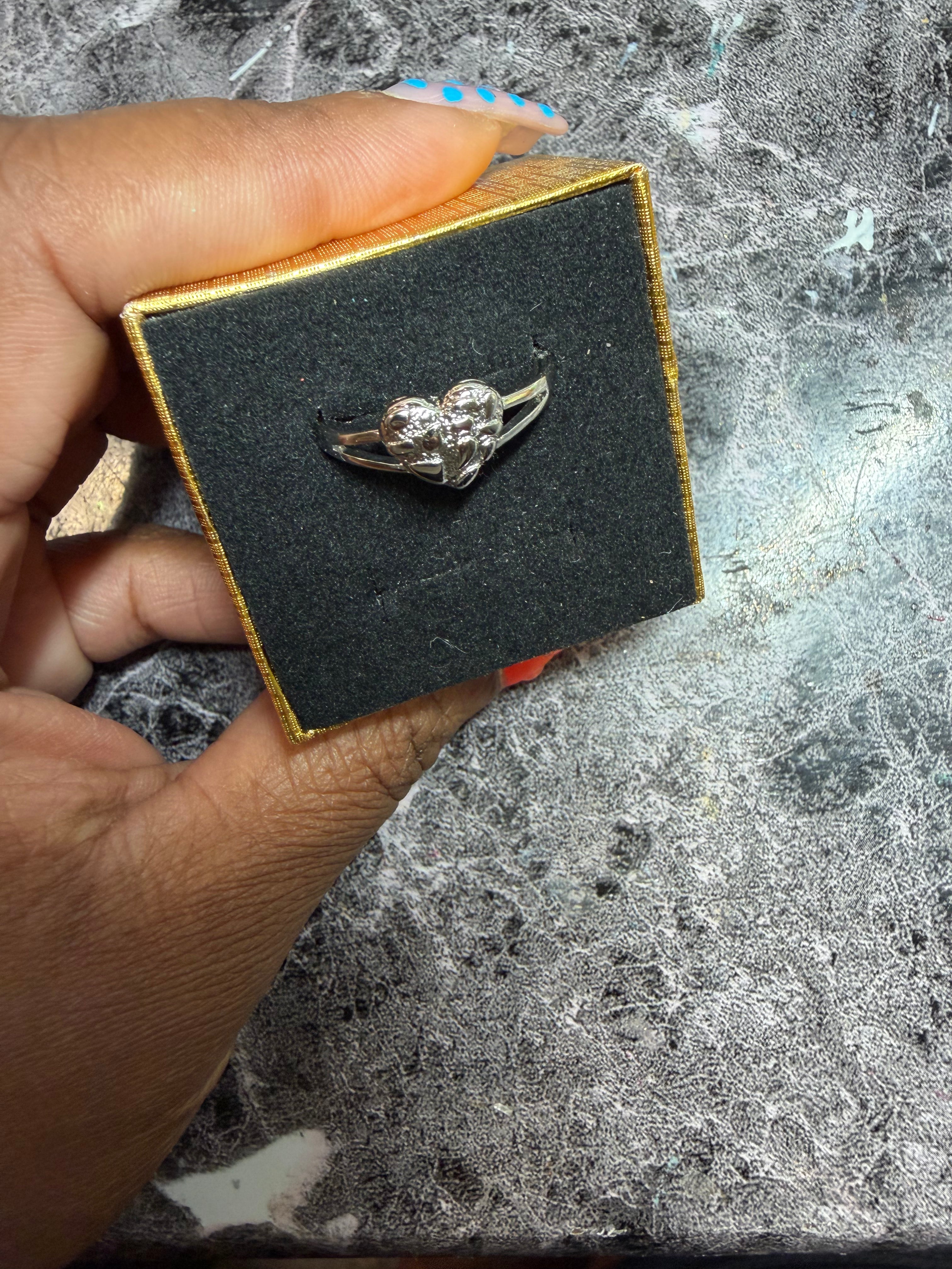 Silver Luxe Nugget Heart Ring