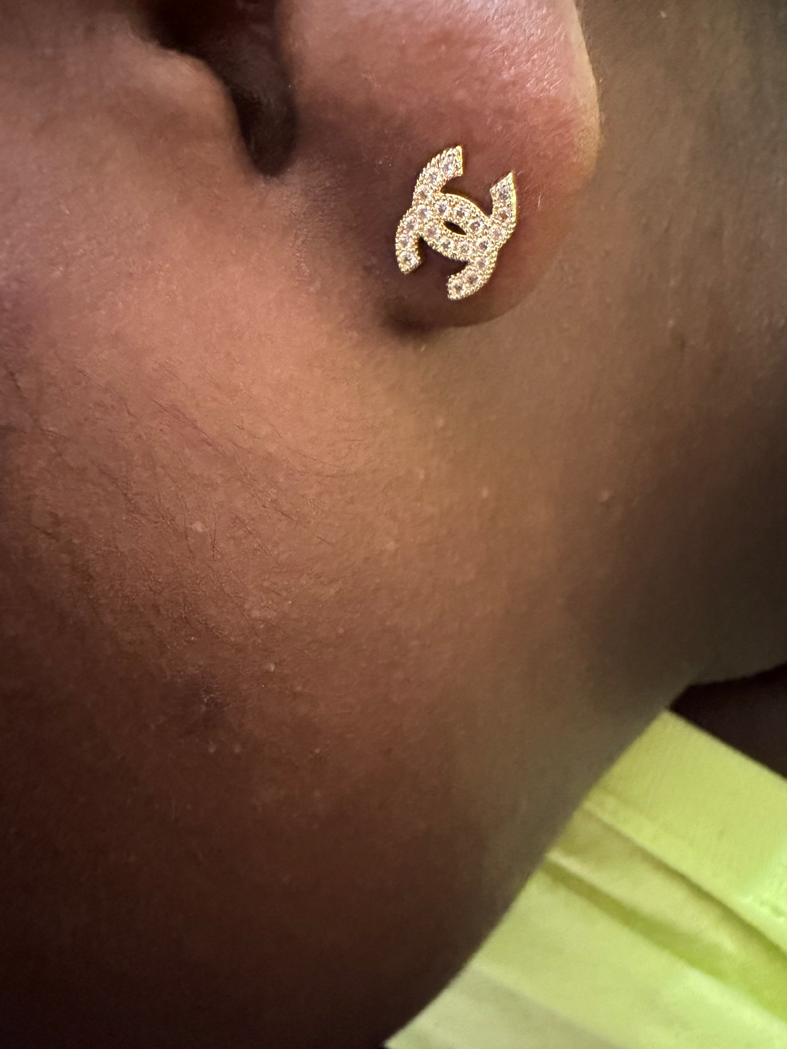 Small Double "C" Gold Studs